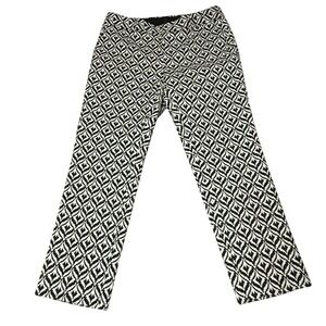 Banana Republic Hampton Crop Pants Black White‎ Geometric Sz 8